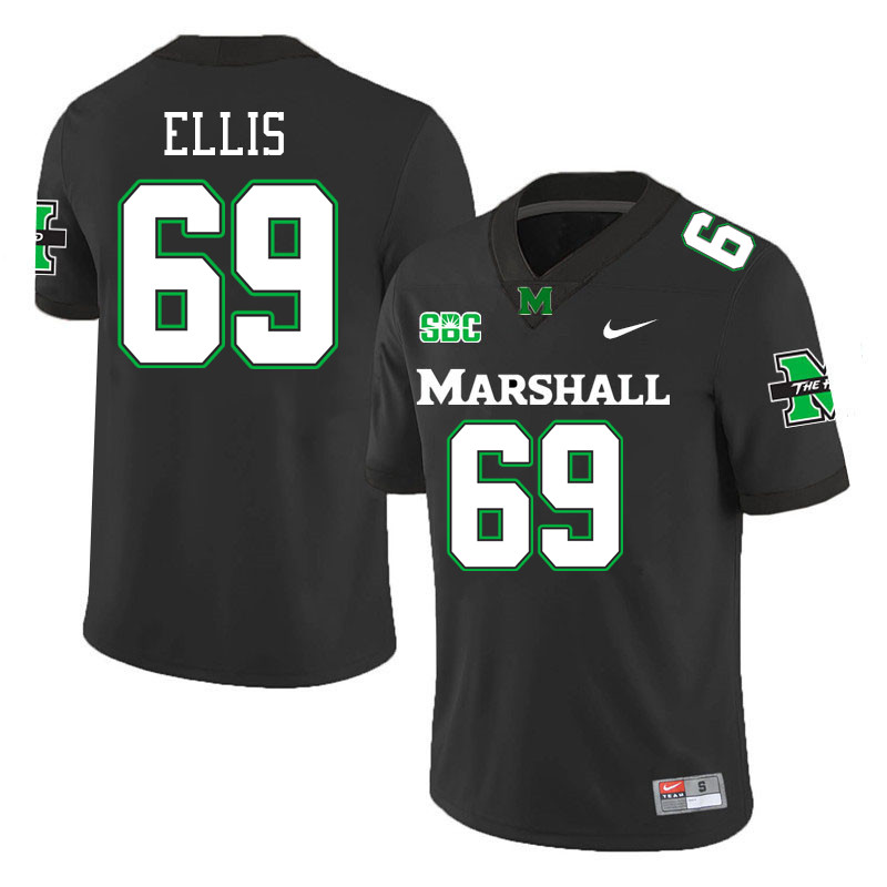 Marshall Thundering Herd #69 Peyton Ellis College Football Jerseys Stitched-Black